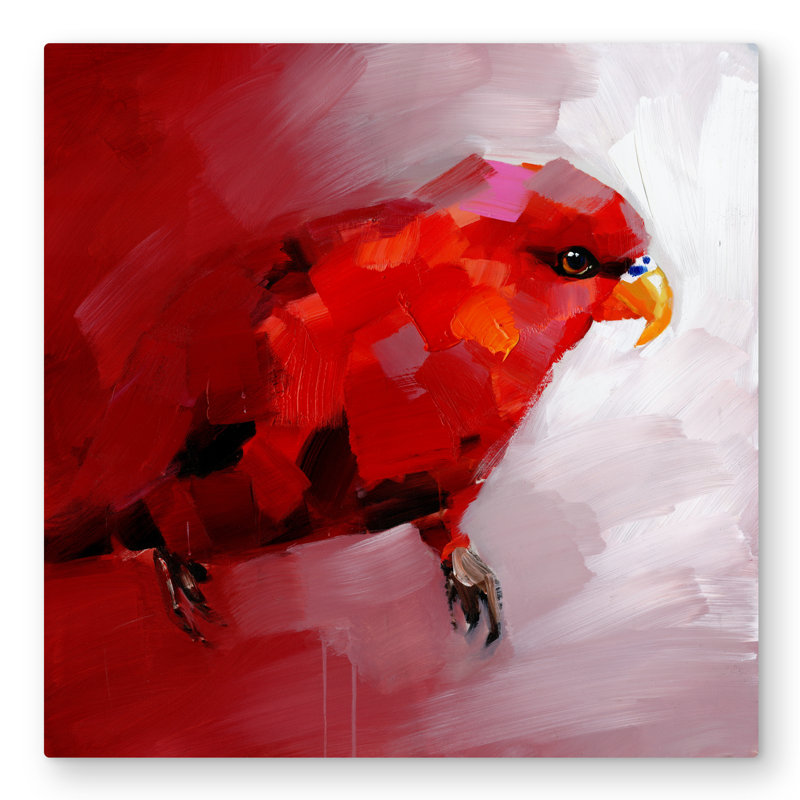 Abstract Red Parrot - Red Feathers Metal Print for Home Decor