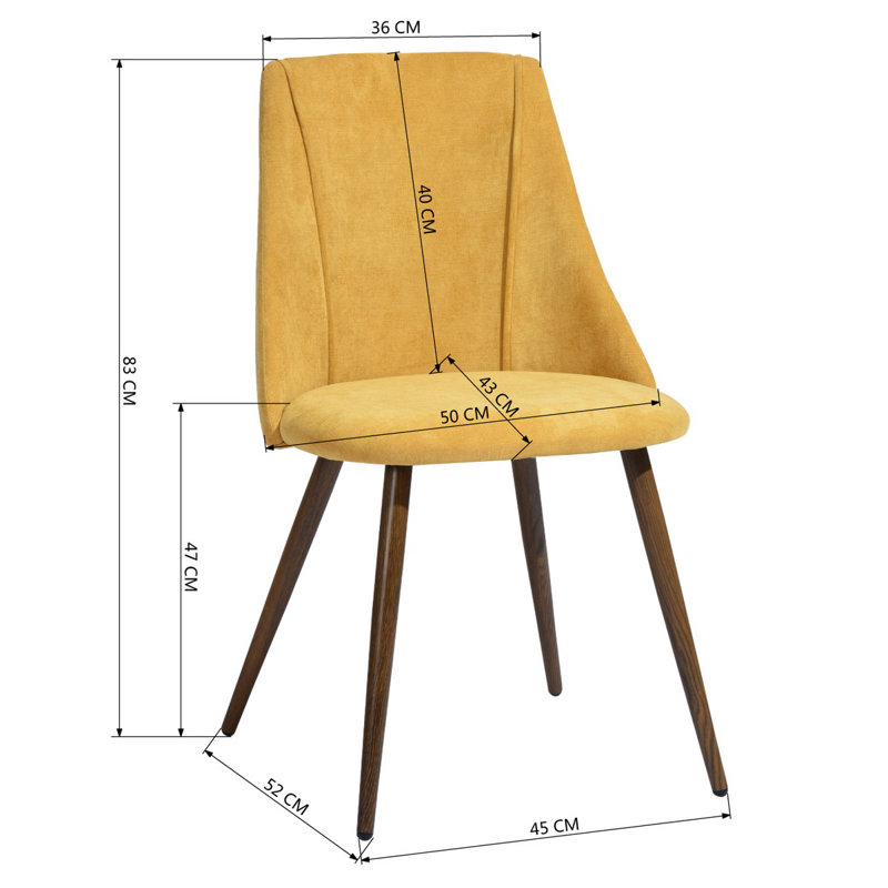 Fetter 47cm H Terry Fabric Upholstered Side Chair, Brown, Yellow