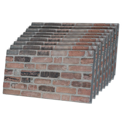 3D Faux Brick Wall Panels, Lightweight Foam Decorative Wall Paneling for Interior & Exterior Use, Water-Resistant, 20" x 40" (Set of 9), Covers 48 Sq Ft