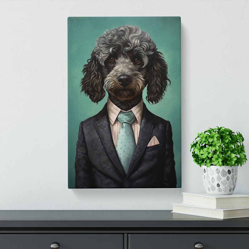 Poodle In A Suit Painting No.4 - Wrapped Canvas