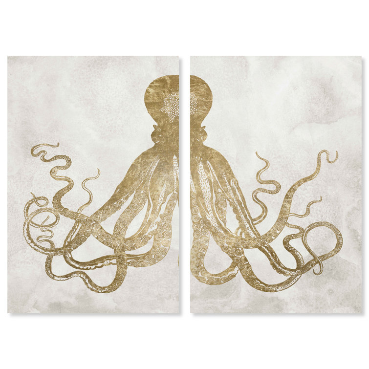 Oliver Gal Squid Neutral Luxe - Diptych, Octopus Tentacles Modern