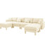 Canapé modulaire en U à 4 places avec revêtement capitonné beige, pieds cylindriques et 2 repose-pieds mobiles pour des rassemblements décontractés. Forme de tissu élégamment courbée et confortable-1726936169
