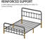 Structure de lit grand format en métal, finition noire, tête de lit haute avec fonction, beaucoup de rangement pour garder les articles dans une structure en métal, détente confortable, matelas à structure renforcée à long terme-854768928