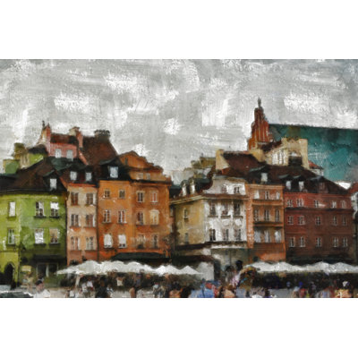 Painted Neutral European Buildings - Wrapped Canvas Art Prints