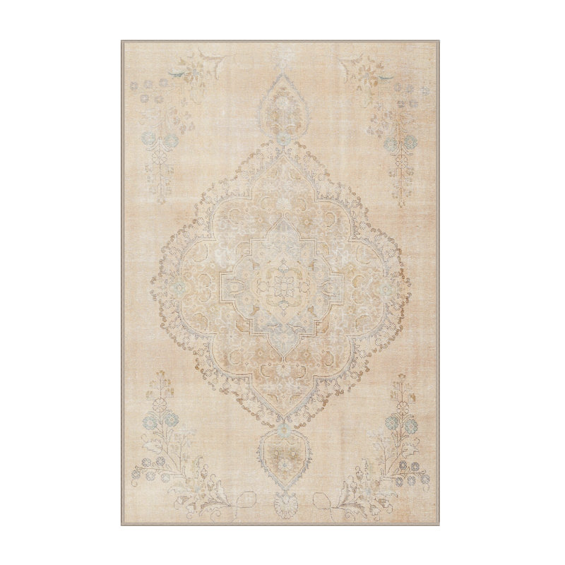 Tapis oriental beige / brun / bleu, Rectangle 5 pi x 8 pi