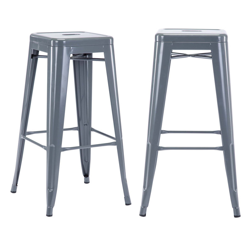Stainless Steel Outdoor Stool, Glossy Grey