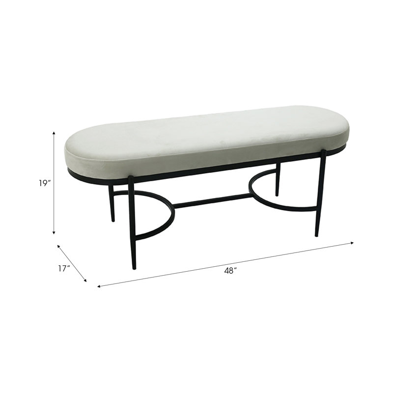 Sagebrook Home 48" Kinross Cream Velvet Bench