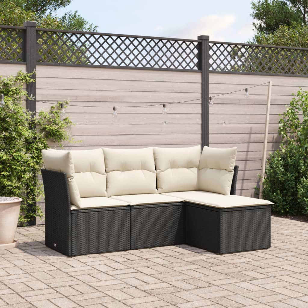 Vidaxl 4-Tlg. Garten-Sofagarnitur aus Polyrattan mit Kissen