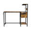 Bureau d'ordinateur brun avec station de charge et tablette, alignement réversible, construction, lumières à DEL, ports, complément de crochet d'écouteur pour le travail de bureau, brun, rangement de prise de courant, tablettes,-45436417