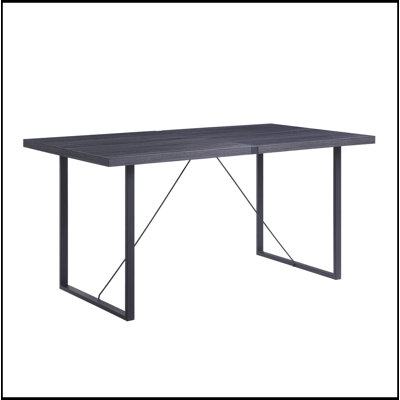 Grey Oak And Black Dining Table With Sled Base