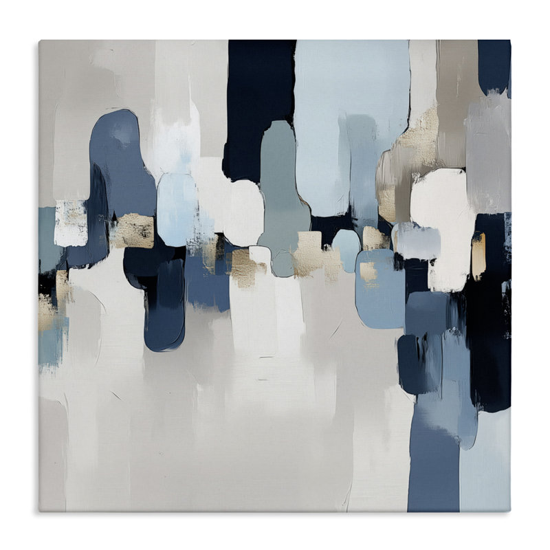 Toile abstraite bleue douce situation, design par Annabelle Hall, H 17 po x l 17 po