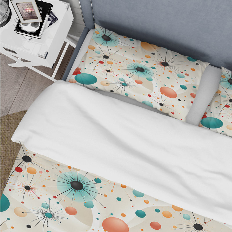Literie à pois bleu Funky I, Housse de couette simple + 1 taie décorative stan