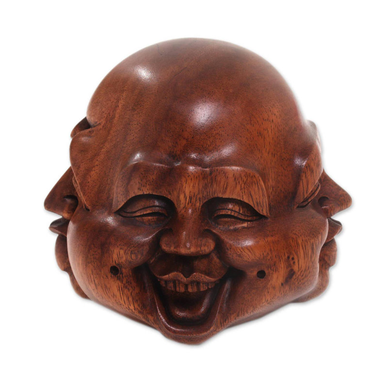 Novica Four Faces Wood Sculpture