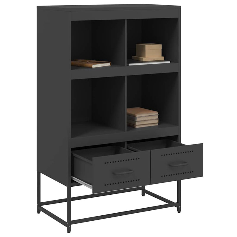 Buffet haut en acier laminé à froid noir vidaXL 26,8 po x 15,4 po x 43,9 po, Noir