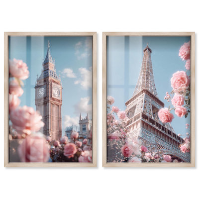 Ensemble de décoration murale chambre à coucher Sparkling Tower Shadowbox par Art Remedy, cadre blond, 20 x 30