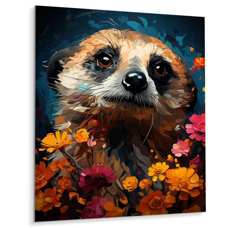 Suricates florales de suricate - art mural en métal Meercat, H 32 po x l 16 po x P 1 po