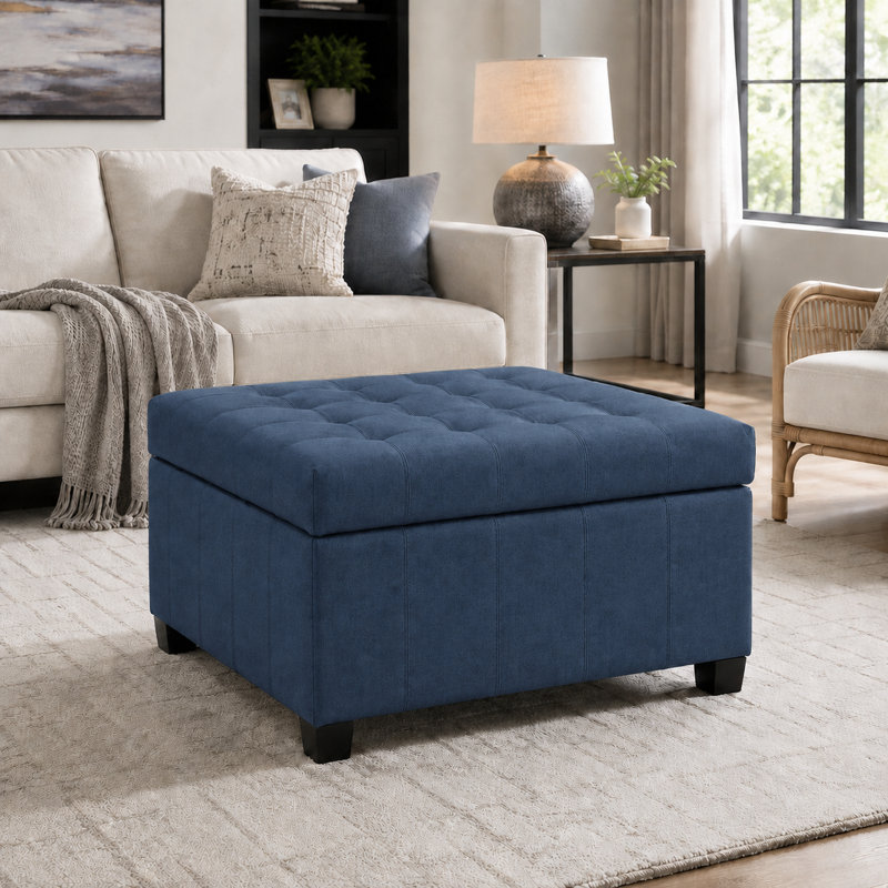 Quilted Cushion Multi-Function Storage Stool, Light Brown