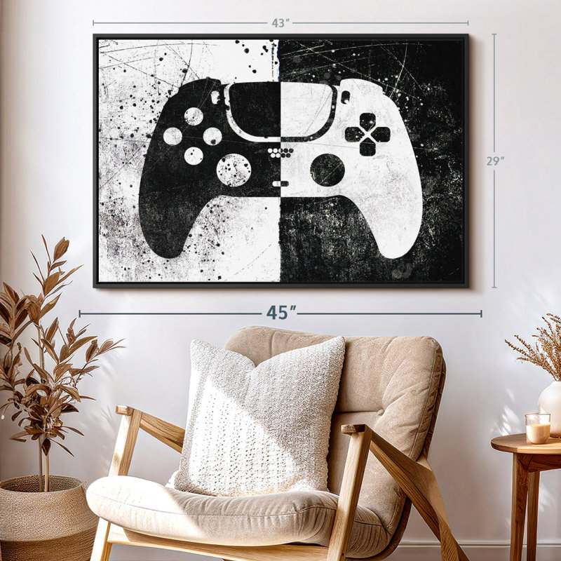 Impression sur toile de contrôleur de jeu grunge, H 29 po x l 43 po