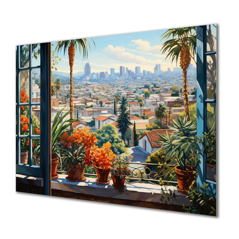 Los Angeles Window View 5 - Los Angeles, art mural en métal MT135179, H 24 po x l 32 po x P 1 po
