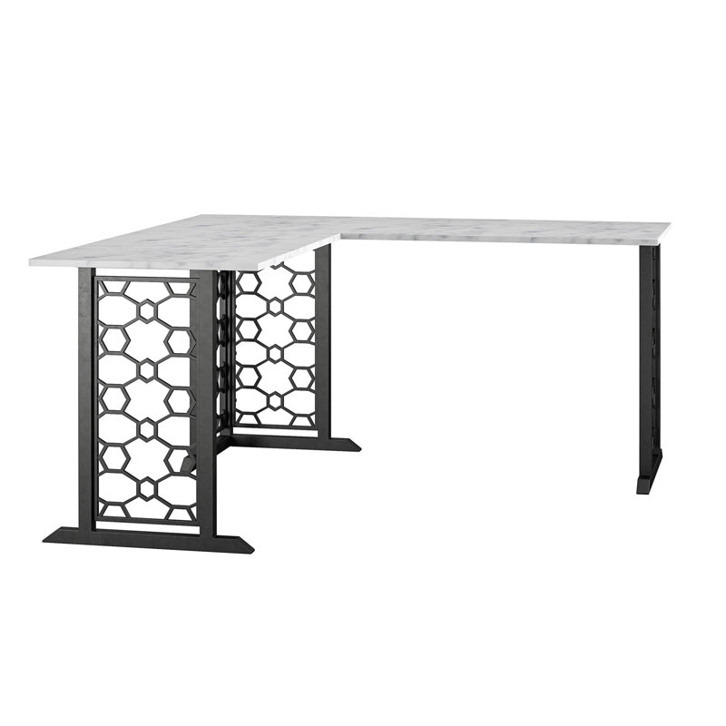 Demandre L-Shaped Metal Base Executive Desk