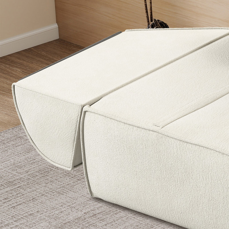 Canapé-lit convertible 3-en-1 en chenille avec 2 coussins, Beige