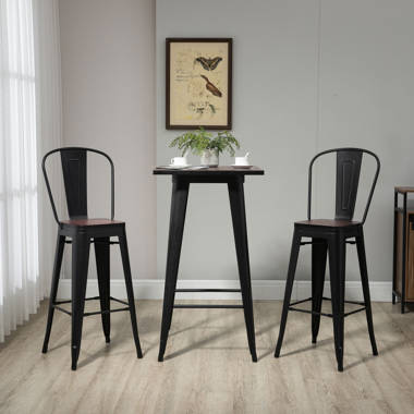 Bistro Table and Chairs Set of 2, 3-Piece Bar Table and Chairs, Small 2-Tier Round Dining Table 17 Stories