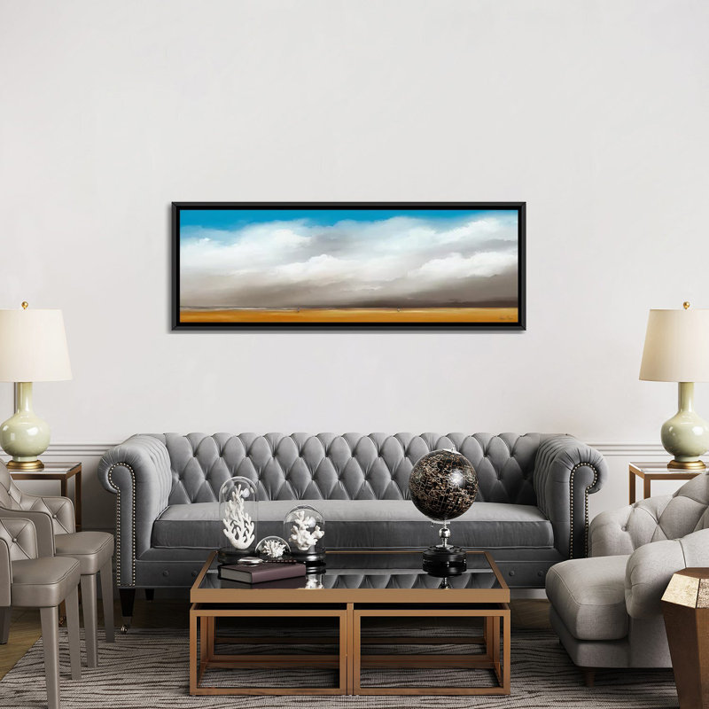 « clouds iii », impression sur toile, H 12 po x l 36 po x P 1,5 po, Cadre noir