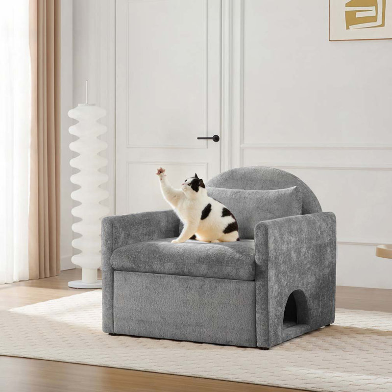 Fauteuil surdimensionné en chenille, Gris
