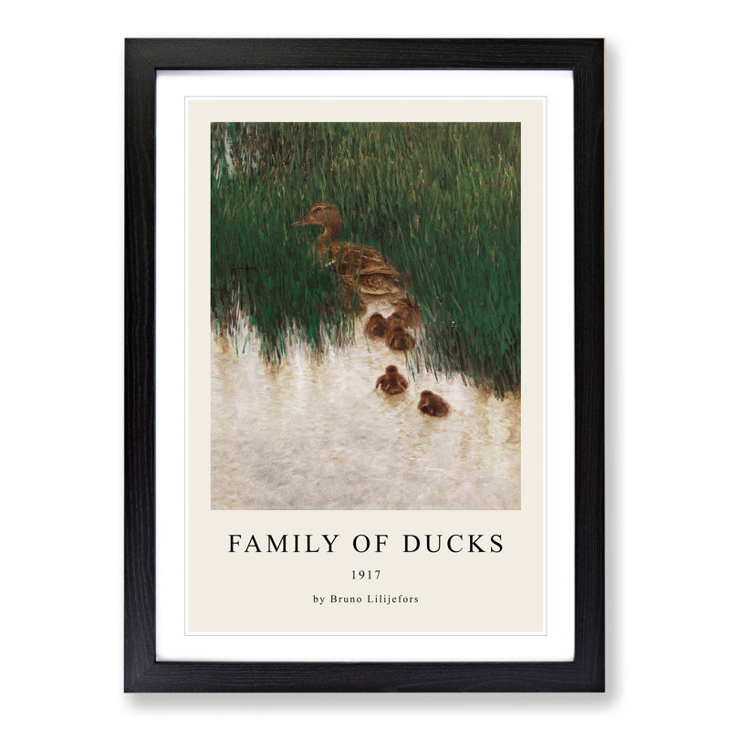 Duck Family by Bruno Liljefors - Single Picture Frame Print, Black Framed, 65cm H x 48cm W x 2cm D