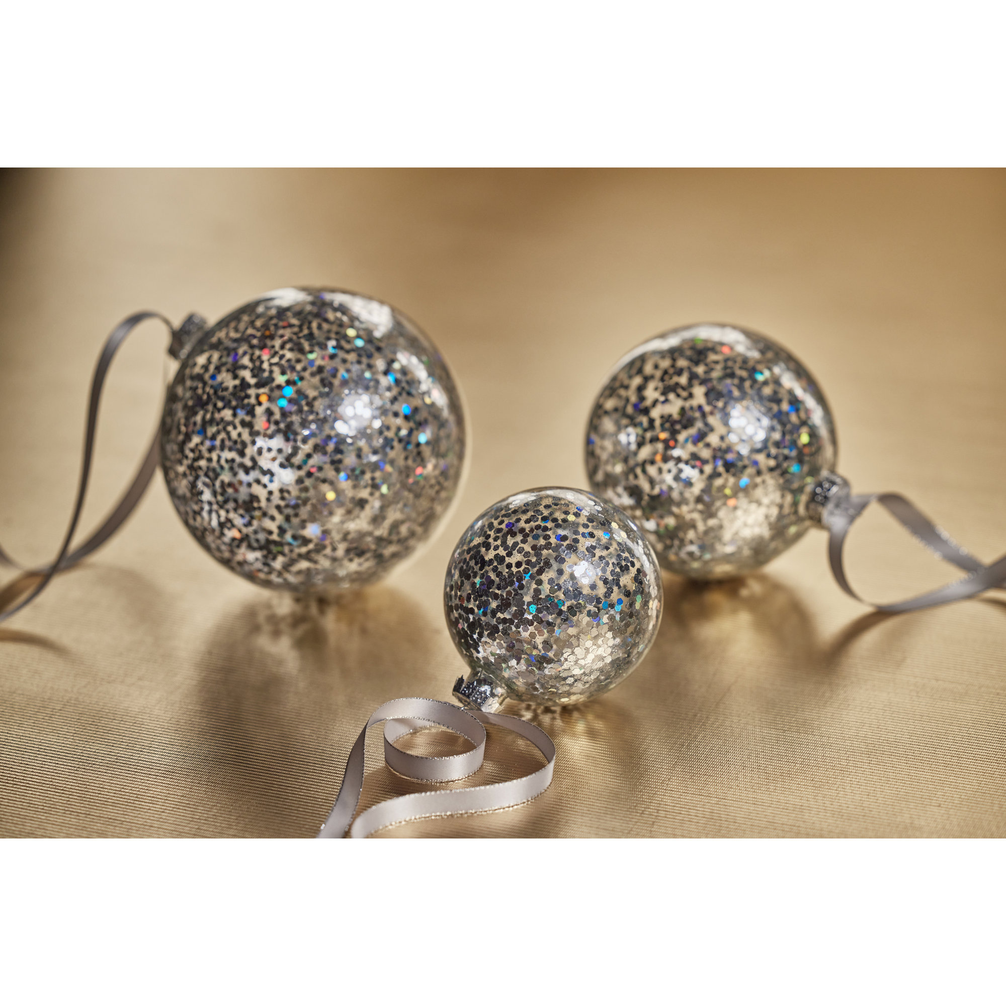 Corvell The Holiday Aisle® Ball Ornament, Silver, 4" H x 4" W x 4" D