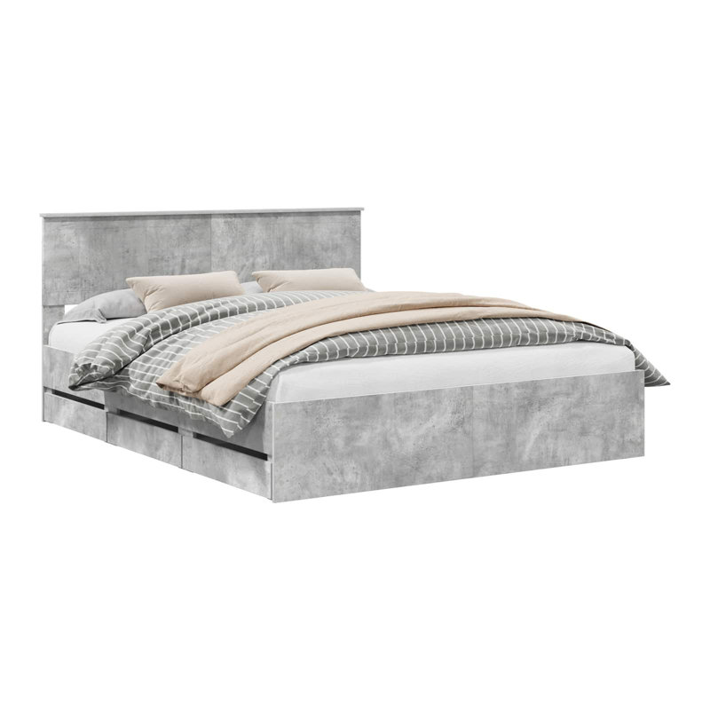 Bed, Concrete Grey, European Kingsize (160 x 200 cm)