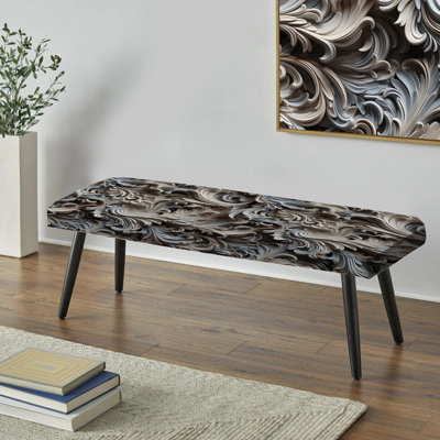 Beige And Silver Sphinx Paisley Pattern - Paisley Upholstered Black Bench