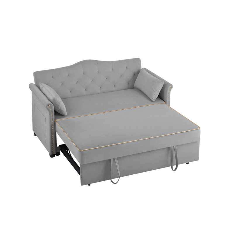 Canapé-lit en velours gris, Gris