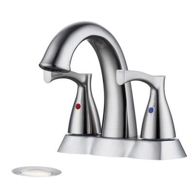 Topcraft 2 Handle Stainless Steel Bathroom Sink Faucet With Pop-Up Drainer