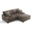 3 - Piece Upholstered Light Brown Faux Rabbit Fur Flannel Modular Sectional Sofa with Throw Pillows & Removable Ottomans-577871370