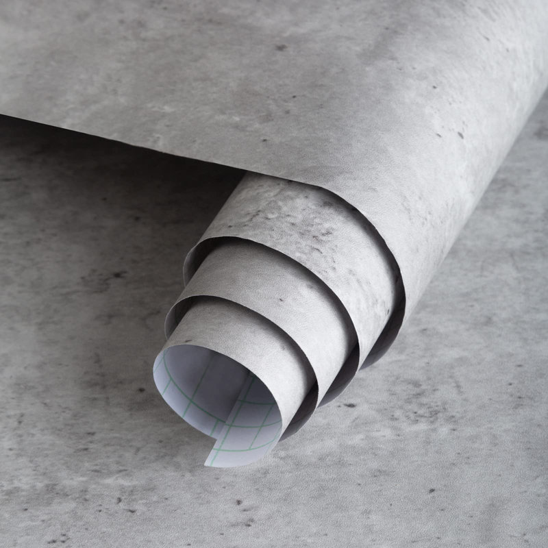 Papier peint auto-adhésif en béton gris clair, vinyle auto-adhésif, 38,8 pieds carrés, imperméable, amovible, texturé mat moderne pour les projets de bricolage