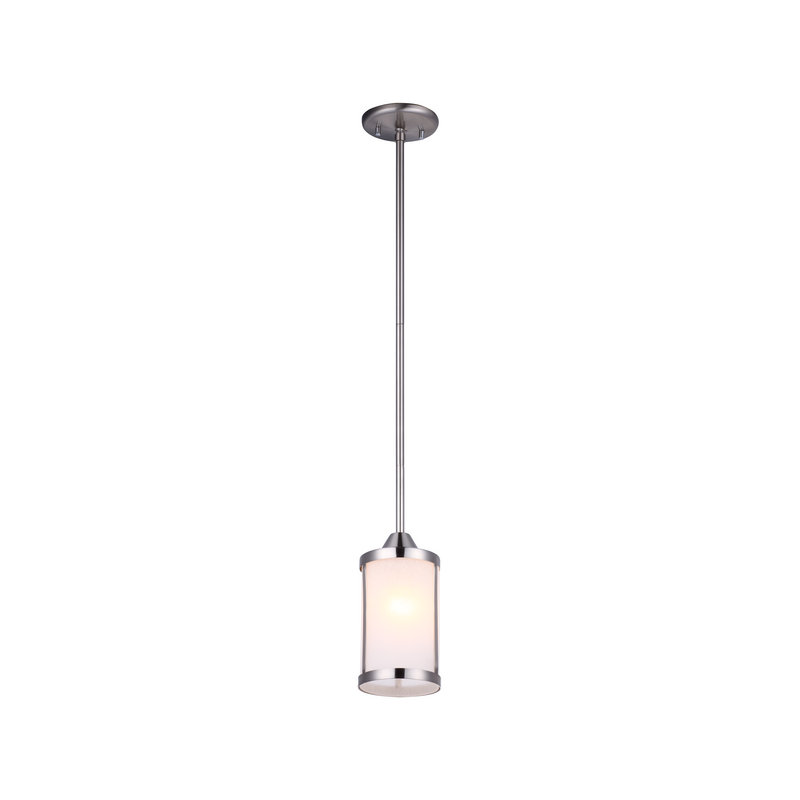 Luminaire suspendu cylindrique à 1 lumière Janis, Nickel satiné