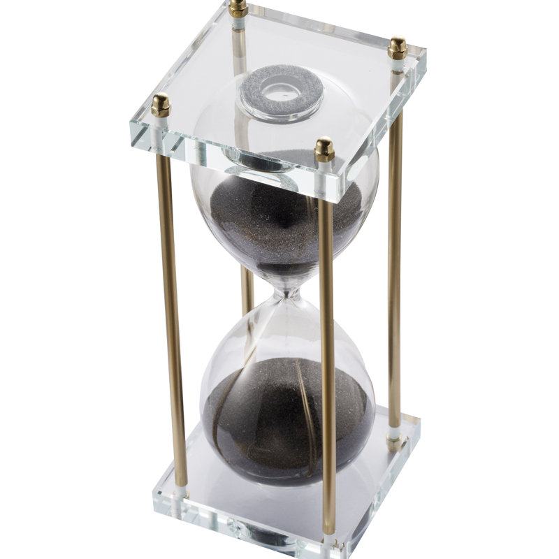 Micky Hourglass, 10" H x 3" W x 3" D, Gold / Black