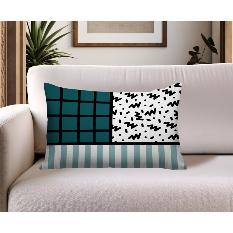 Oreiller rectangulaire réversible intérieur / extérieur Minka, Rectangulaire H 14 po x l 20 po, Émeraude