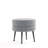 Bailey Mid-Century Modern Woven Polyester Blend Upholstered Wood Ottoman in Gray with Black Legs-873556229-873556231