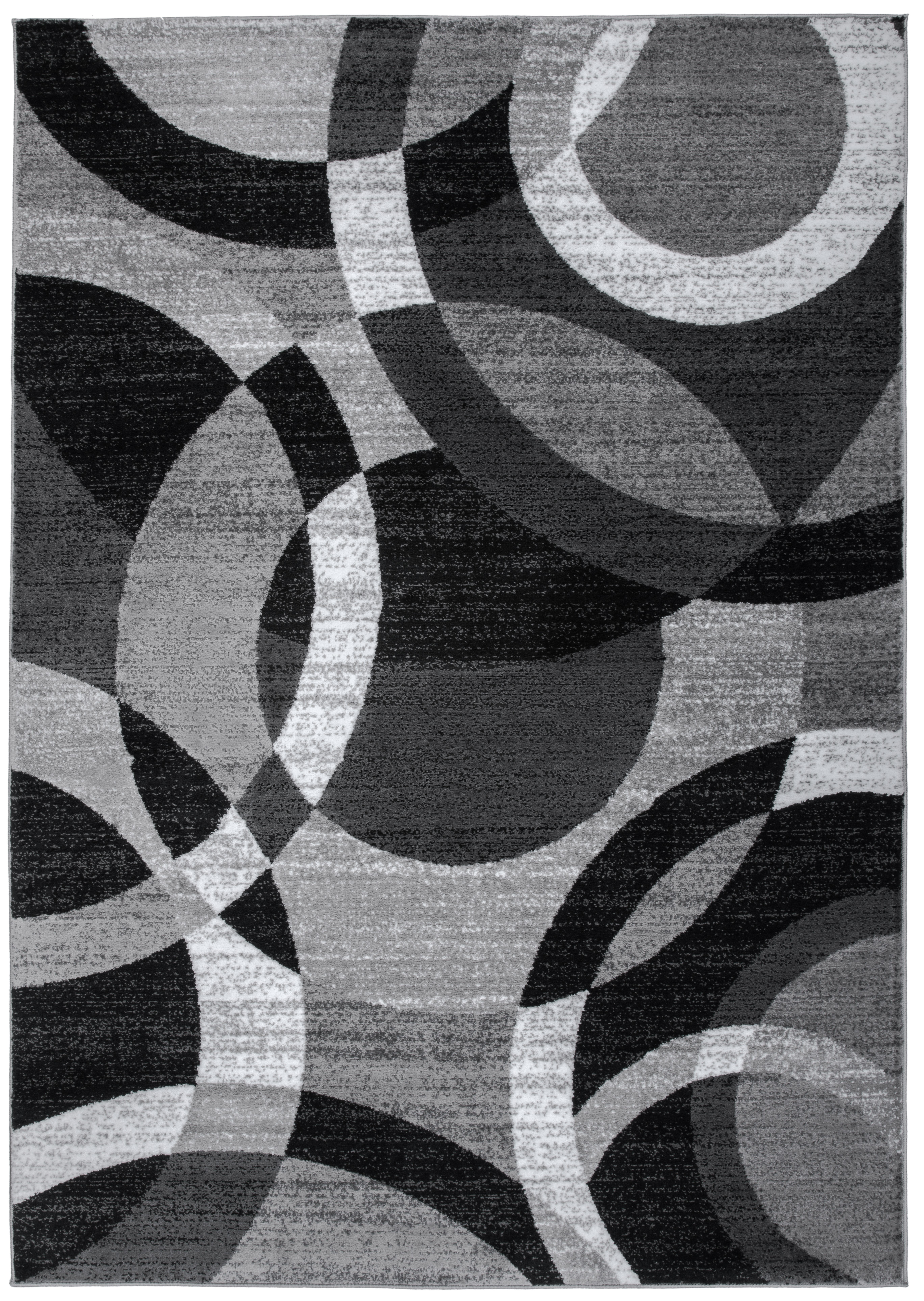 Mehul Geometric Gray/Black/Ivory Area Rug