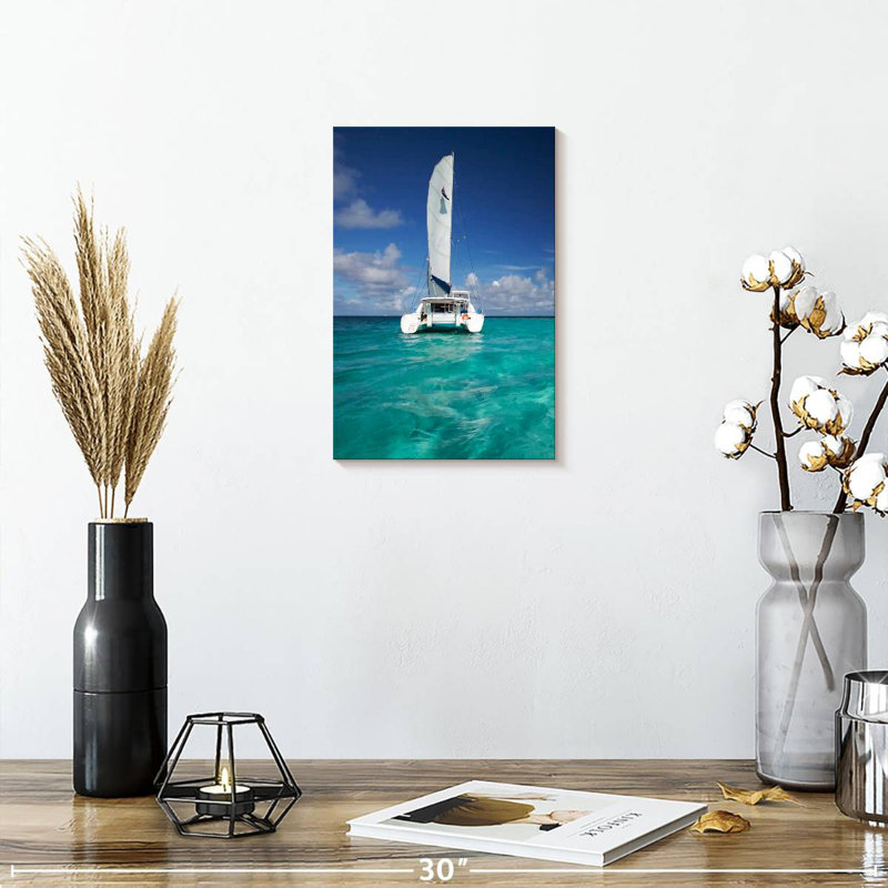 Aime Turquoise Sea Catamaran, 12" H x 8" W