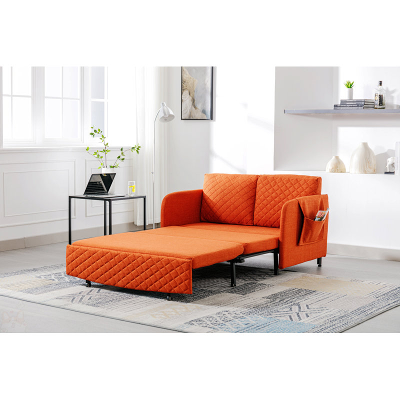 Canapé-lit 47,64 po Tacettin, Velours orange