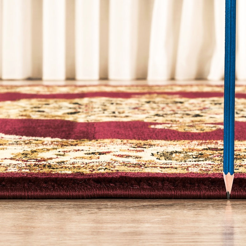 Classic Red Area Rug 2 Ft. 7 In. X 3 In., Polypropylene With Medallion Pattern