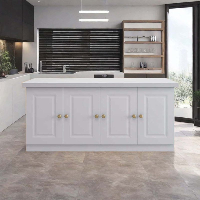 Simple white marble solid wood island catering