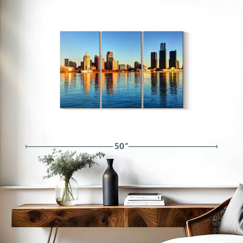 Nicci Detroit Waterfront Skyline, H 20 po x l 33 po