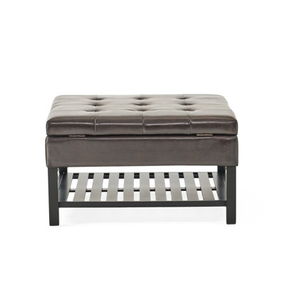 SQUARE OTTOMAN WITH STORAGE AND BOTTOM RACK
