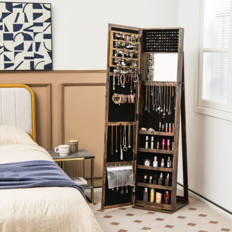 Armoire à bijoux avec miroir Iemy, Brun