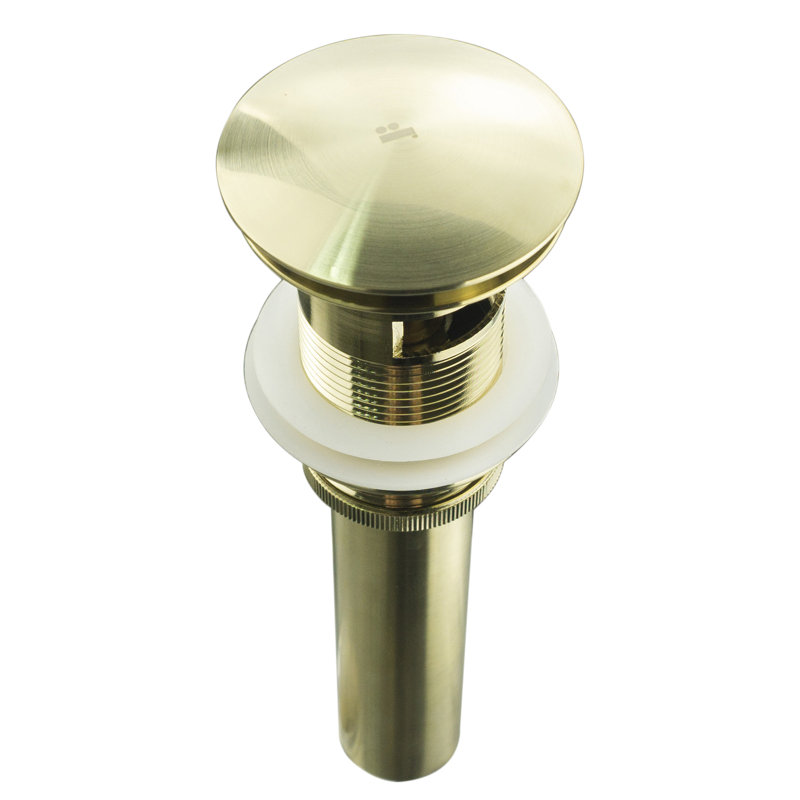 Pop-Up Bathroom Sink Drain with Overflow, Satin Brass