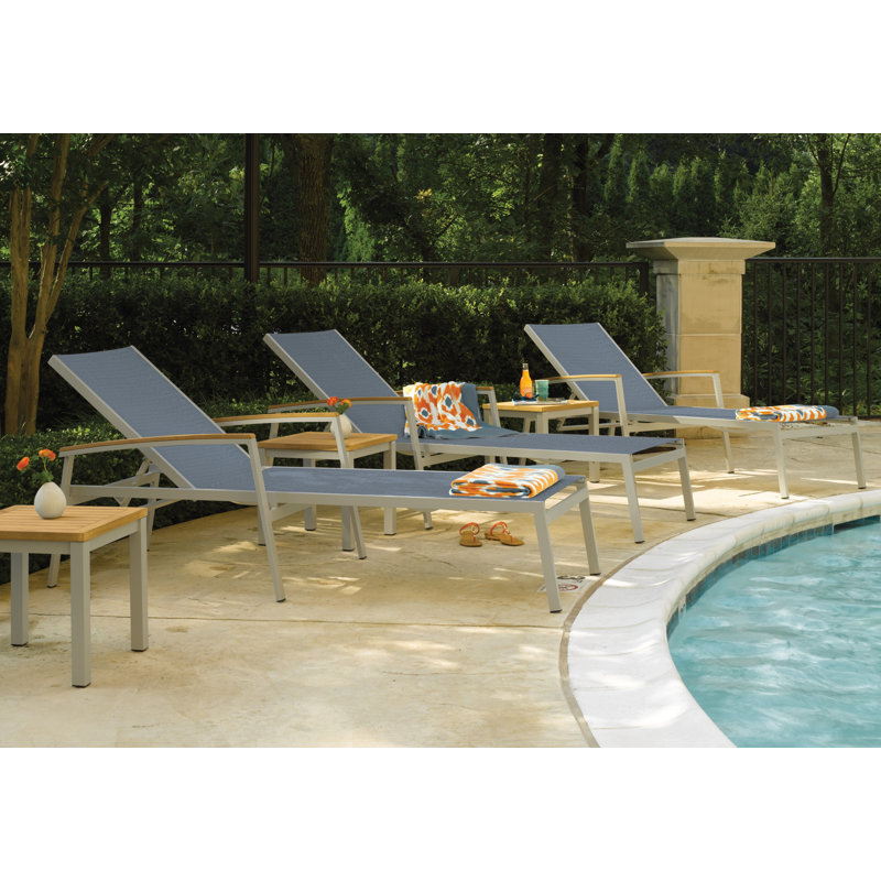 Travira 8 Piece Chaise Lounge Set, Titanium Basketweave, Teakwood Natural